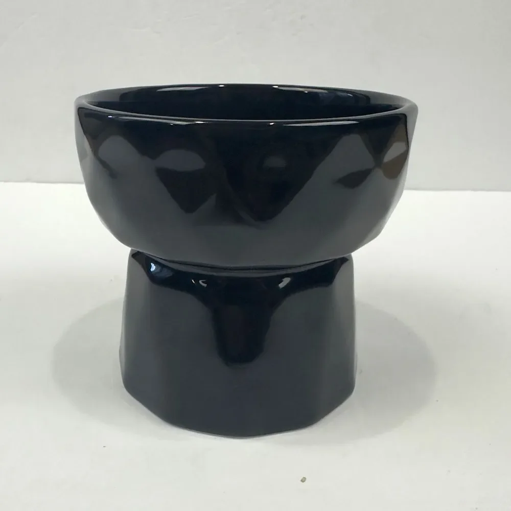 Ceramic raised pet food bowl black dog or cat
